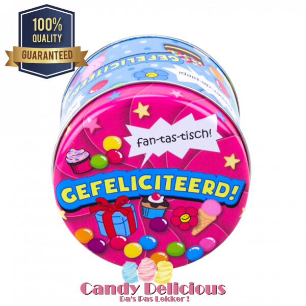 Snoepblik Gefeliciteerd Candy Delicious